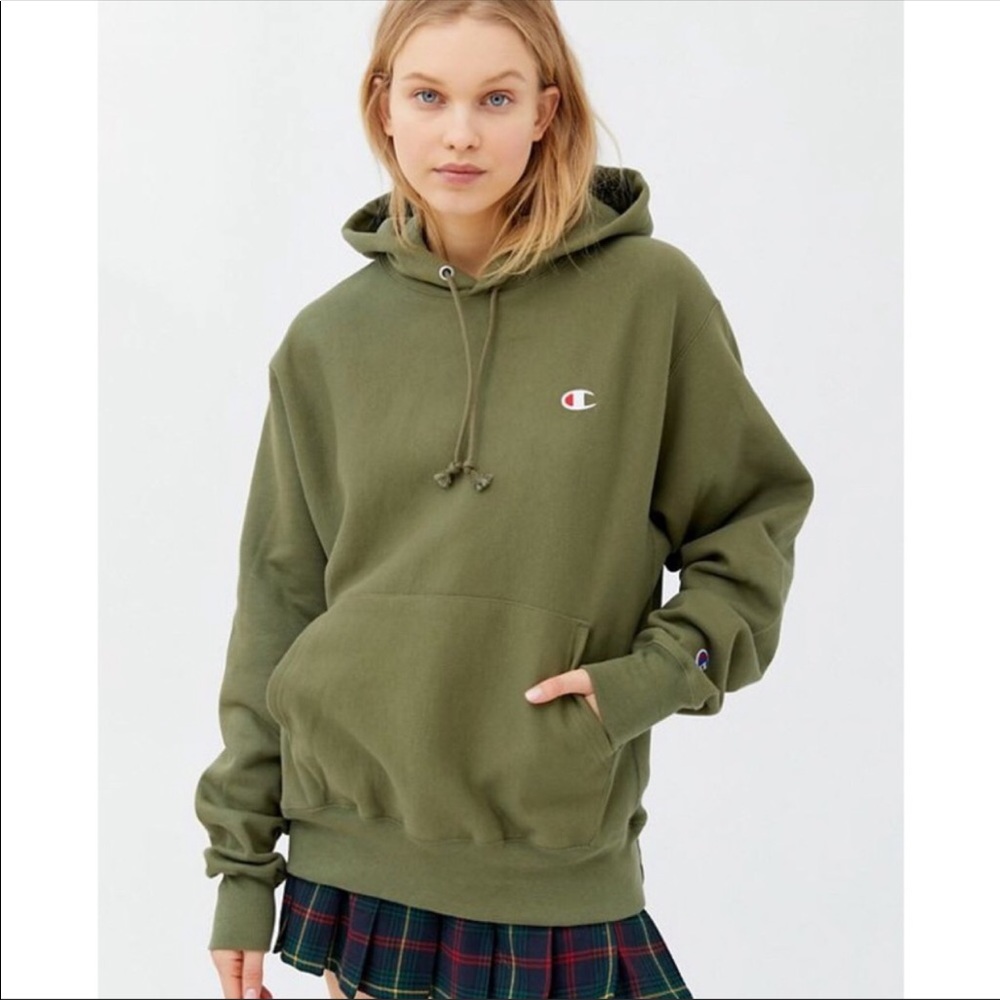 Champion Reverse Weave Classic Logo Patch Green H… - image 1